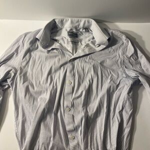 Michael Kors White and Gray Striped Casual Shirt